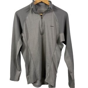 Patagonia Mens Gray 1/4 Zip Pullover Long Sleeve Performance Baselayer Stains M